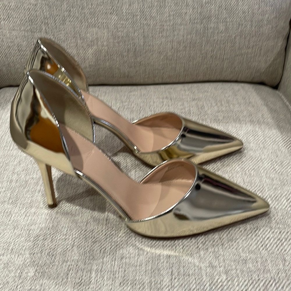 J.Crew gold leather pumps